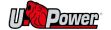Logotipo de la marca U-Power con un león rojo rugiendo junto al texto en gris y negro.