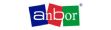 Logotipo de Anbor con letras blancas sobre tres cuadros superpuestos de colores azul, rojo y verde.
