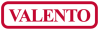 Logotipo de Valento en letras mayúsculas rojas dentro de un borde rectangular del mismo color.